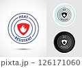 Heat resistant icon design illustration, Heat resistant label sign symbol in color, black and white 126171060