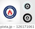 Heat resistant icon design illustration, Heat resistant label sign symbol in color, black and white 126171061