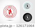 Heat resistant icon design illustration, Heat resistant label sign symbol in color, black and white 126171064