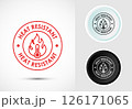 Heat resistant icon design illustration, Heat resistant label sign symbol in color, black and white 126171065