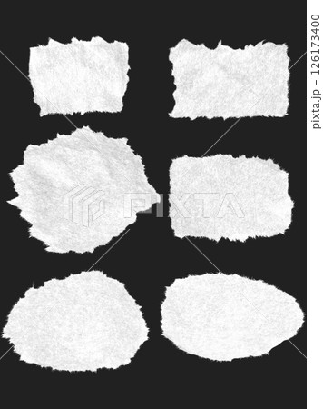 白い吹き出し、ちぎった紙の吹き出し、千切った紙のアイコン、破いた紙の吹き出し 白い吹き出し、ちぎった紙の吹き出し、千切った紙のアイコン、破いた紙の吹き出し 126173400