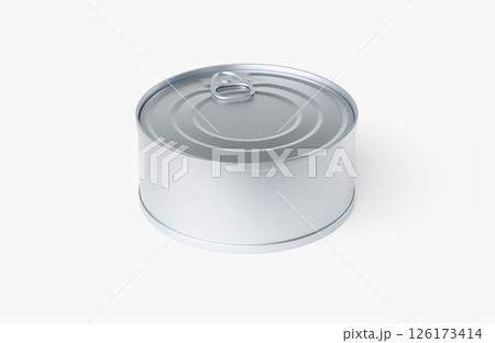 Can of food is sitting on a white background Can of food is sitting on a white background 126173414