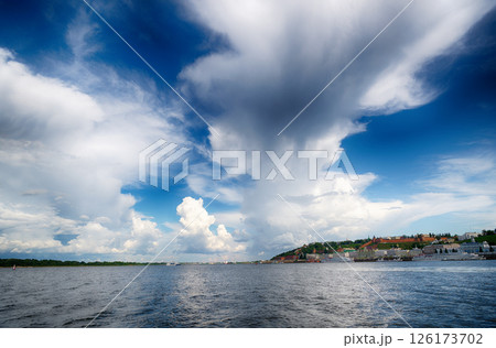 The city of Nizhny Novgorod on the Volga River. The river station and the Volga embankment 126173702