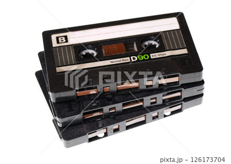 Retro audio cassette tape isolated on white background Retro audio cassette tape isolated on white background 126173704