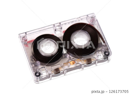 Retro audio cassette tape isolated on white background 126173705