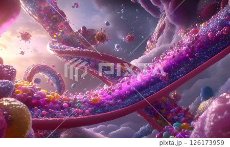 Whimsical cosmic candy structures floating...のイラスト素材 [126173959] - PIXTA