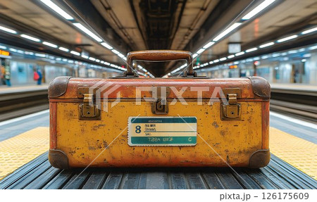 Vintage Suitcase on Subway Platform evokes Nostalgic Travel Journeys 126175609