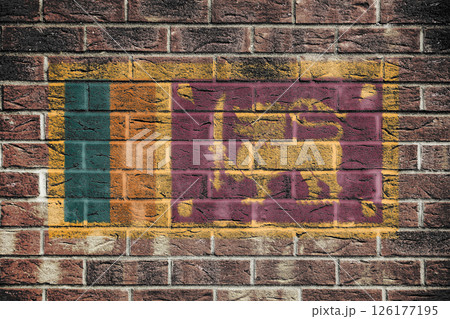 Sri Lanka flag on a brick wall background 126177195
