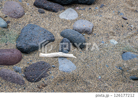 Stones on the beach near El Burrero on Gran Canaria Island, Canary Islands 126177212