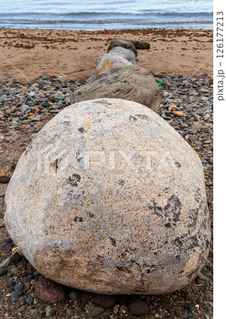 Stones on the beach near El Burrero on Gran Canaria Island, Canary Islands 126177213