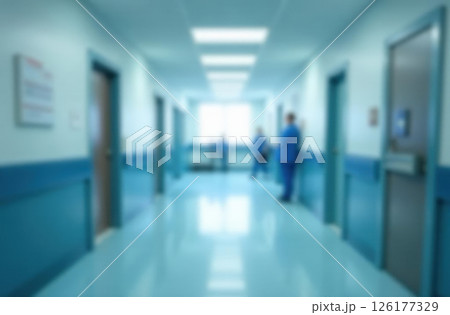 Blurred interior of hospital - abstract medical background  126177329