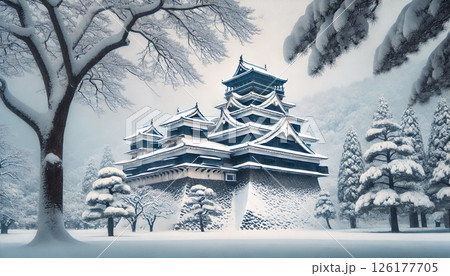 雪景色の熊本城 雪景色の熊本城 126177705