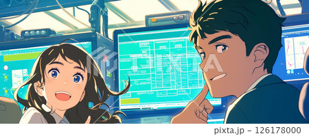 アイデアが浮かんだ女性エンジニア_イラスト1 126178000