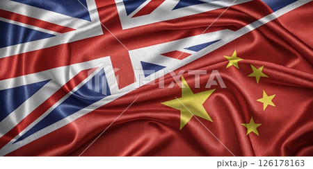 Union of British and Chinese Flags Symbolizing International Relations and Diplomacy Union of British and Chinese Flags Symbolizing International Relations and Diplomacy 126178163