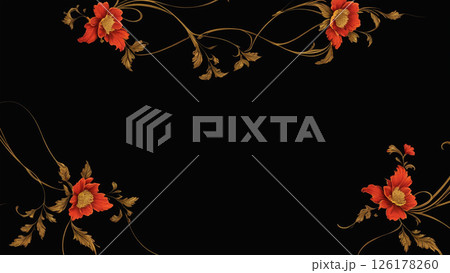 赤い花のフレーム AI生成素材 赤い花のフレーム AI生成素材 126178260