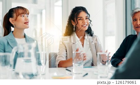 Meeting, planning and teamwork with business people in office for review, quarterly profit margin and sales update. Portfolio shareholder, investor feedback and account advisor with employees Meeting, planning and teamwork with business people in office for review, quarterly profit margin and sales update. Portfolio shareholder, investor feedback and account advisor with employees 126179061