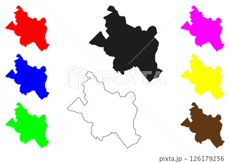 Etawah city (Republic of India, State of Uttar Pradesh) map vector illustration, scribble sketch Ishtikapuri map 126179256