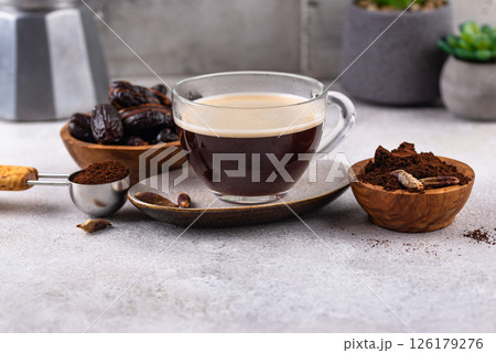 Coffee from date seed. Caffein free drink 126179276