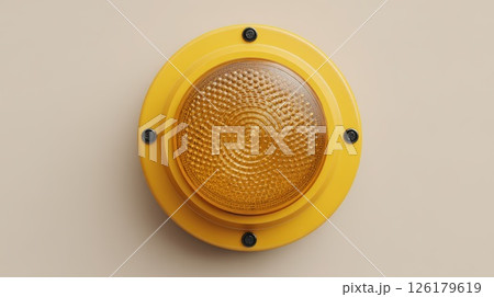 Yellow Warning Light on Beige Background Symbolizing Safety Precaution Yellow Warning Light on Beige Background Symbolizing Safety Precaution 126179619