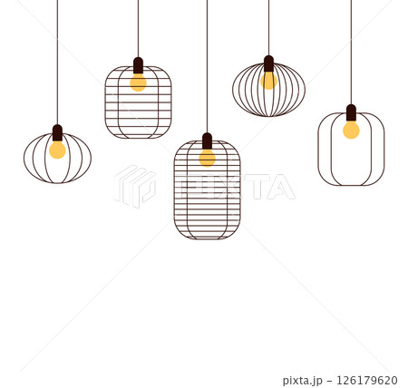 Loft lamps in Asian style, set of icons Loft lamps in Asian style, set of icons 126179620