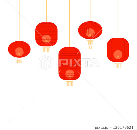 Chinese new year red lanterns, icon set 126179621