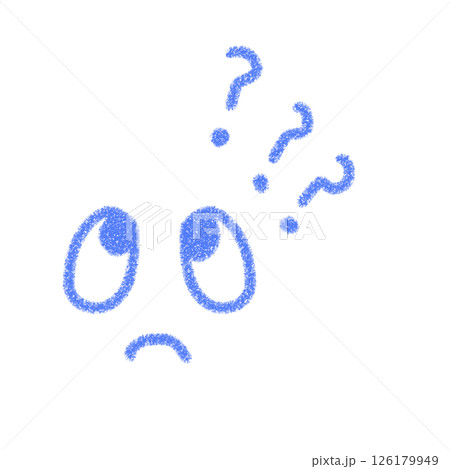 かわいい考える表情の線画イラスト　青色 126179949