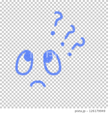 かわいい考える表情の線画イラスト　青色 126179949