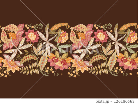 Fantasy flowers in retro, vintage, jacobean style 126180565