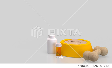 The Food in Bowl for Pet concept 3d Rendering. The Food in Bowl for Pet concept 3d Rendering. 126180758