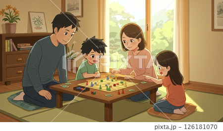 和室で遊ぶ：家族の楽しいゲーム時間 126181070
