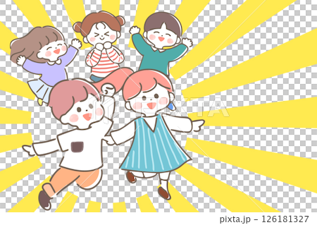 充滿希望的孩子的插圖,光線,集中的線條 充滿希望的孩子的插圖,光線,集中的線條 126181327