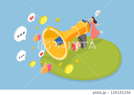 3D Isometric Flat Vector Illustration of Public Relation, Marketing Strategy 126181336