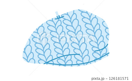 Knitted Beret Hat. Winter Head Fashion accessory cap clothing technical illustration. Vector headgear for Men 126181571