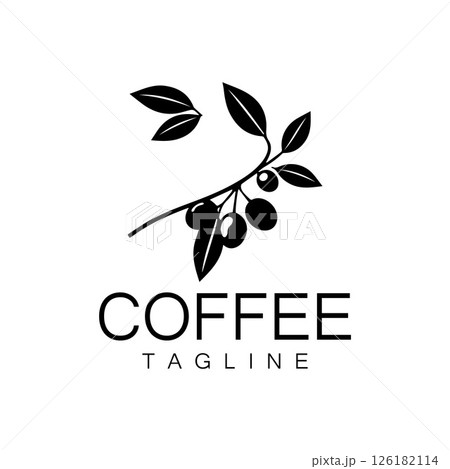 Logo design of arabica coffee cup and coffee plant hand drawn vintage style Logo design of arabica coffee cup and coffee plant hand drawn vintage style 126182114