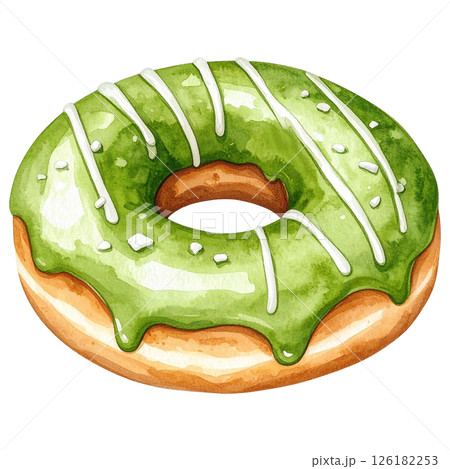 Watercolor Matcha Clipart Collection AI Generative 126182253