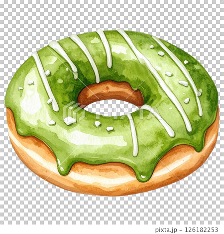 Watercolor Matcha Clipart Collection AI Generative 126182253