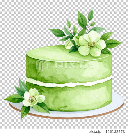 Watercolor Matcha Clipart Collection AI Generative 126182278