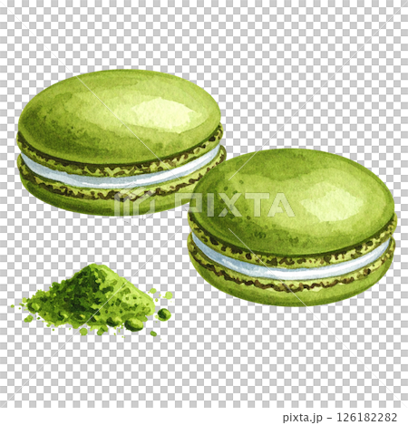 Watercolor Matcha Clipart Collection AI Generative 126182282