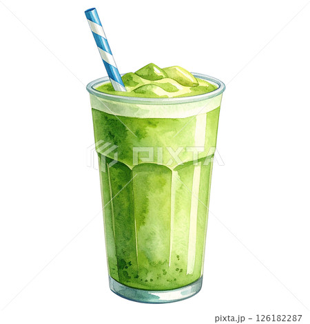 Watercolor Matcha Clipart Collection AI Generative 126182287