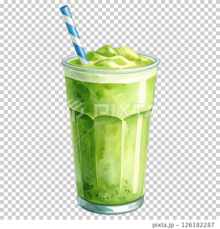Watercolor Matcha Clipart Collection AI Generative 126182287