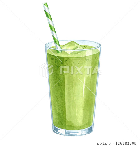Watercolor Matcha Clipart Collection AI Generative 126182309