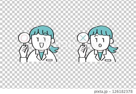 札をあげる白衣の女性セット 126182378