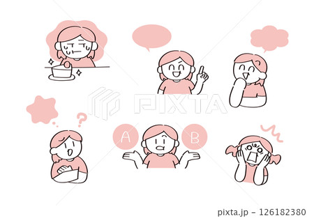 太った女性のイラストセット 太った女性のイラストセット 126182380