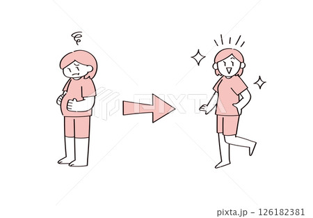 ダイエットに成功したイラストセット ダイエットに成功したイラストセット 126182381