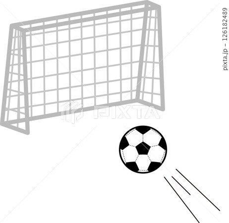 サッカーでゴールにシュートするイラスト素材 サッカーでゴールにシュートするイラスト素材 126182489