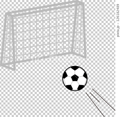 サッカーでゴールにシュートするイラスト素材 サッカーでゴールにシュートするイラスト素材 126182489