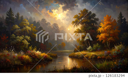 Palette knife splashing harmony. Background concept. Generated Image 126183294