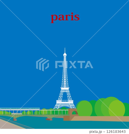 エッフェル塔　tour eiffel　セーヌ川　la seine　パリ　paris　フランス　春風景 126183643