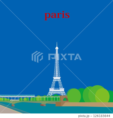 エッフェル塔　tour eiffel　セーヌ川　la seine　パリ　paris　フランス　春風景 126183644
