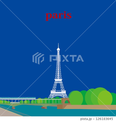 エッフェル塔　tour eiffel　セーヌ川　la seine　パリ　paris　フランス　春風景 126183645